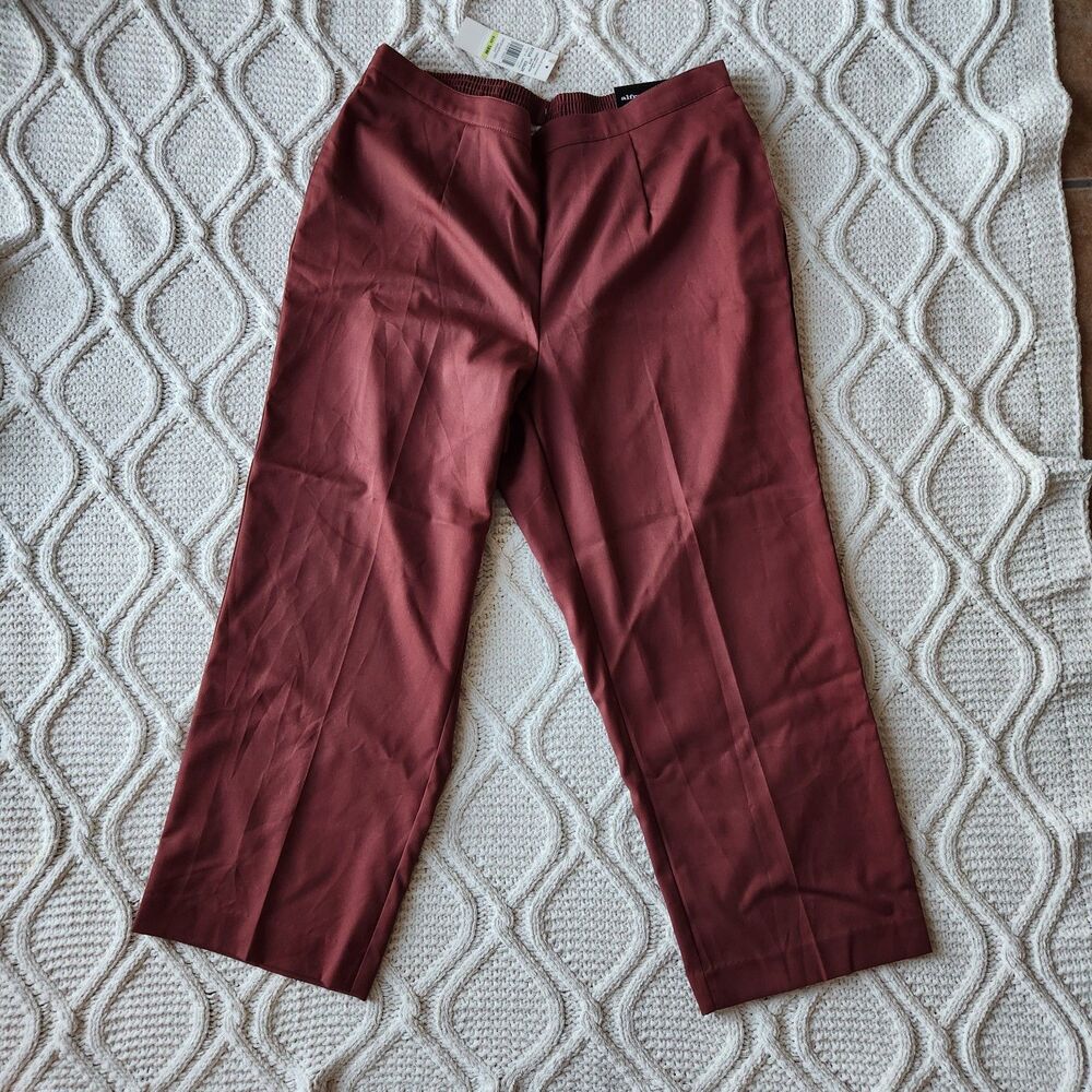 NWT Alfred Dunner Classic Fit "Short" Elastic Waist Pants Rust Terracotta- 18W